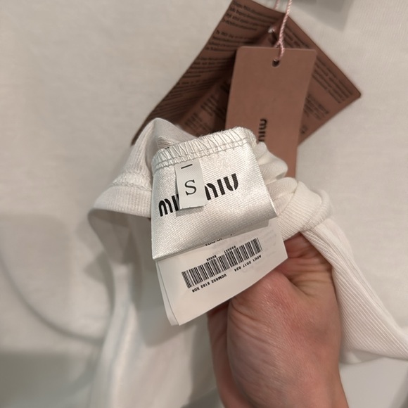 Sheer Logo White Long Sleeve Top Small New - Picture 5 of 7